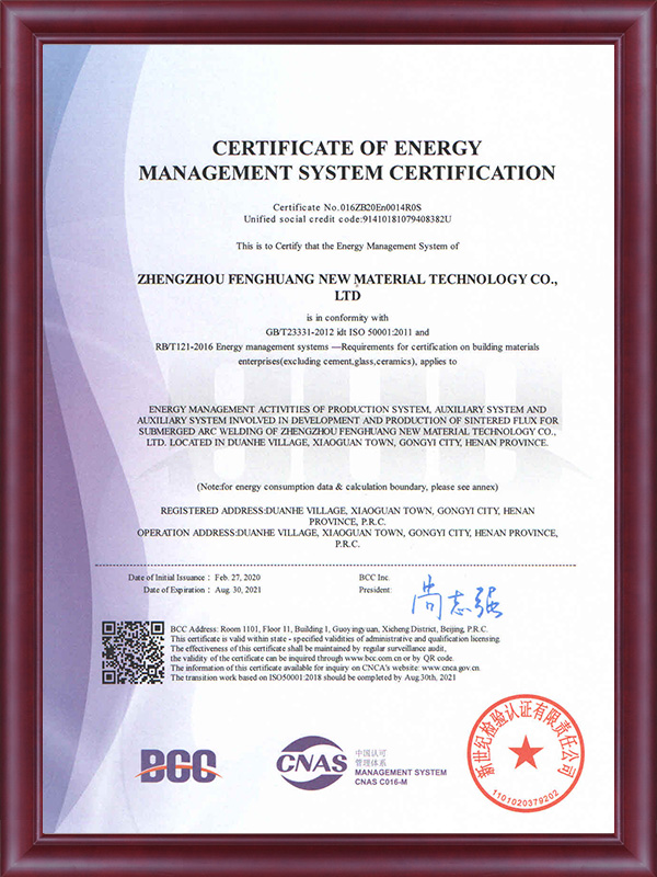 Certificate of Energy Management System 