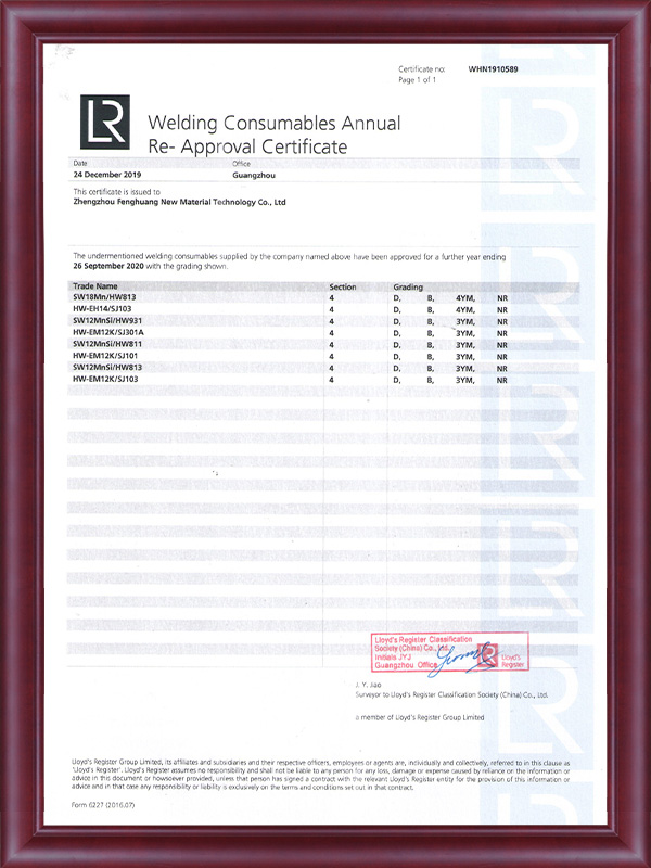 LR Certificate